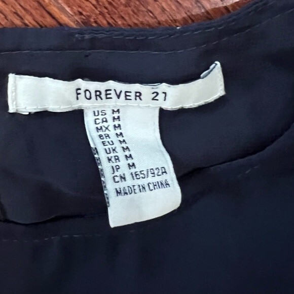 Navy shift dress with sheer peasant sleeves size medium - Picture 5 of 6